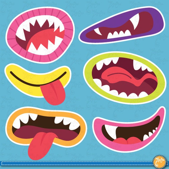 Cute Monsters Mouths Digital Clip art Set ,Monster Grin,Photo Booth