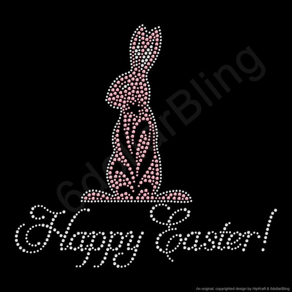 Rhinestone Iron On Transfer Happy Easter Crystal