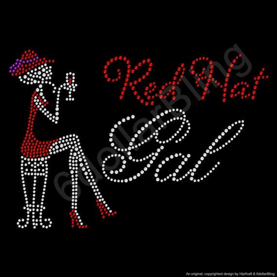 Rhinestone Iron On Transfer Red Hat Gal Society