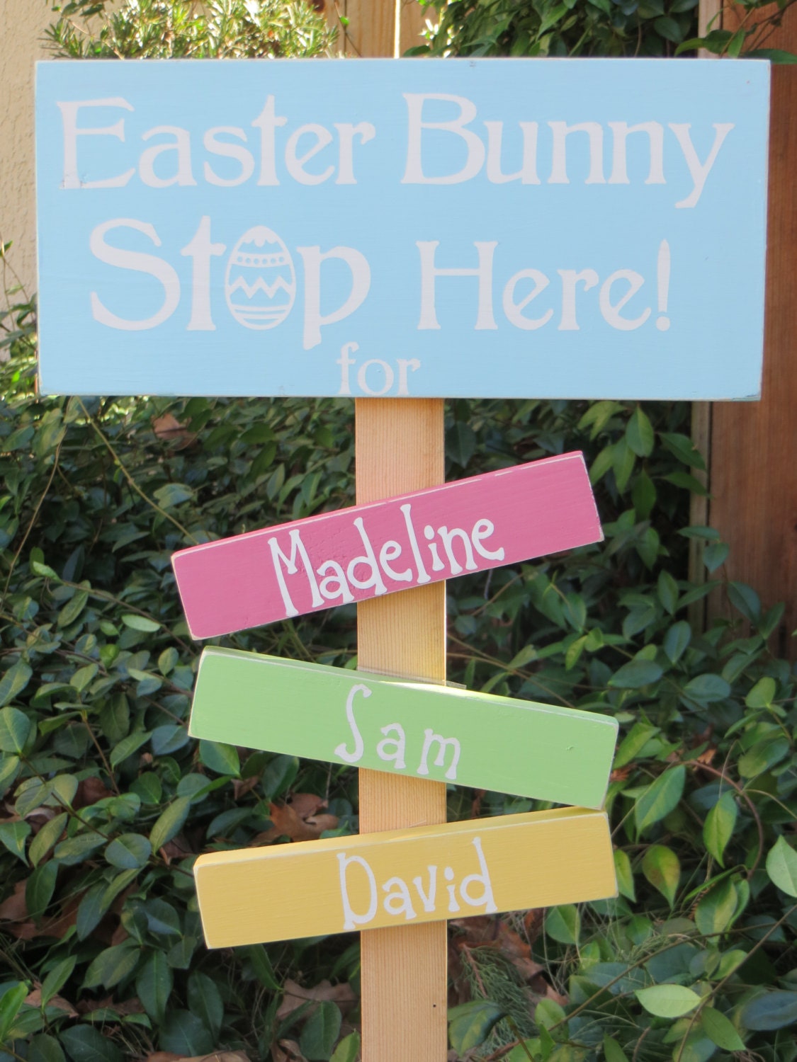 Easter Bunny Stop Here Yard Sign Personalized for Your Family