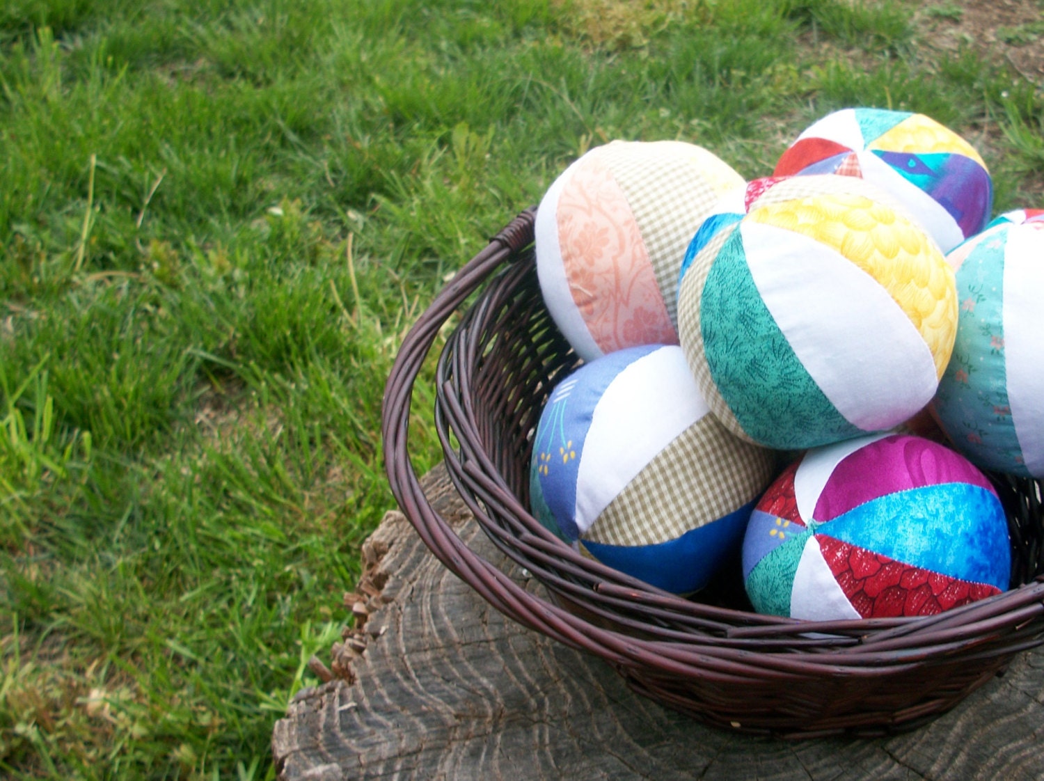 Cloth Ball Baby Toy plush colorful ball handmade by NouvelleMere