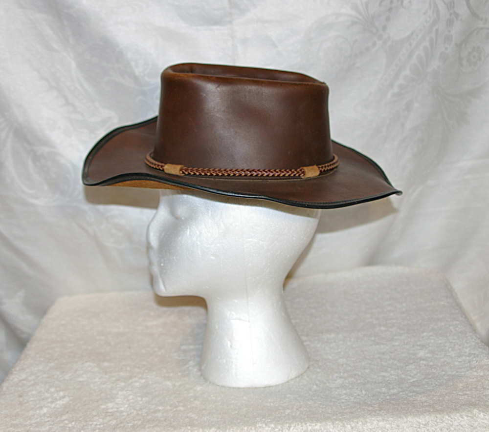 Womens Leather Cowgirl Hat with Leather Braided by KickassStyle