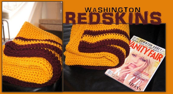 Washington REDSKINS Handmade Crochet Blanket in Gold