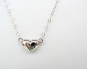 Sterling silver puffy heart necklace. Tiny heart necklace. 925 solid sterling silver heart. Weddings, bridesmaids gift