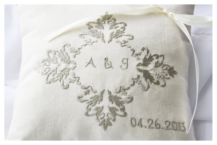 Monogrammed Ring Bearer Pillow wedding ring by SpecialEmbroideryKT