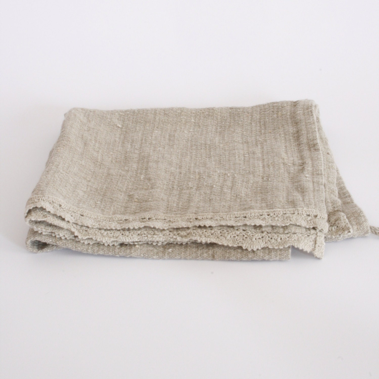 Linen Bath Towel with french lace made by by