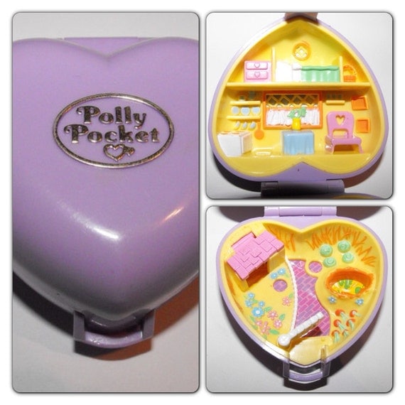 Items similar to Vintage 1993 Heart-Shaped Purple Polly Pocket Compact ...