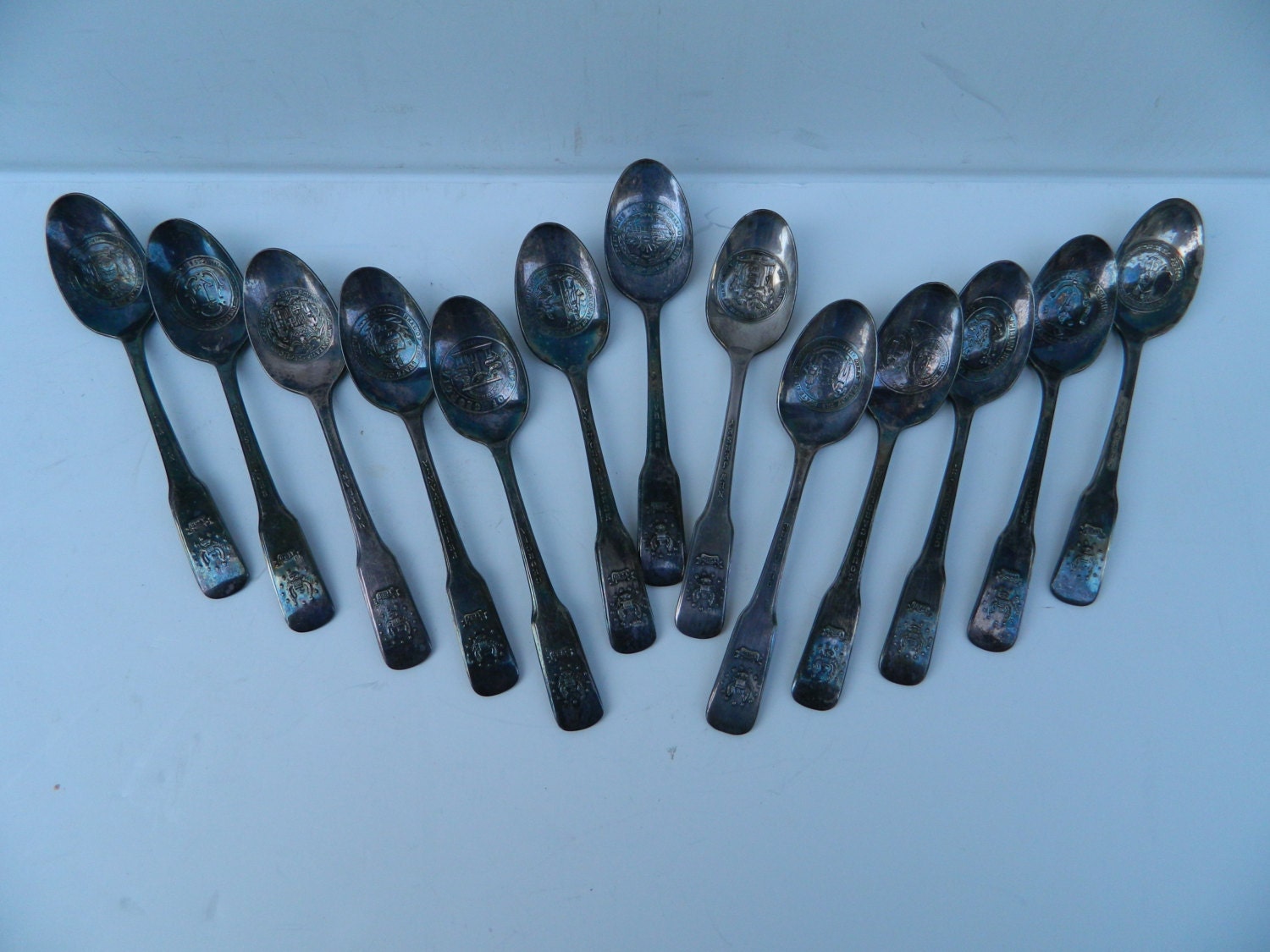 Vintage Set of 13 International Silver Bicentennial State Spoons
