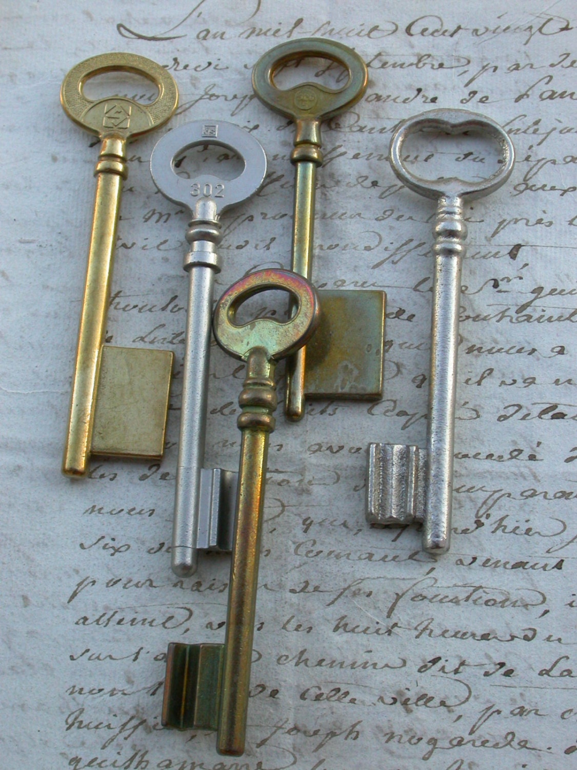 Antique big french Skeleton Key antique lot Vintage Skeleton