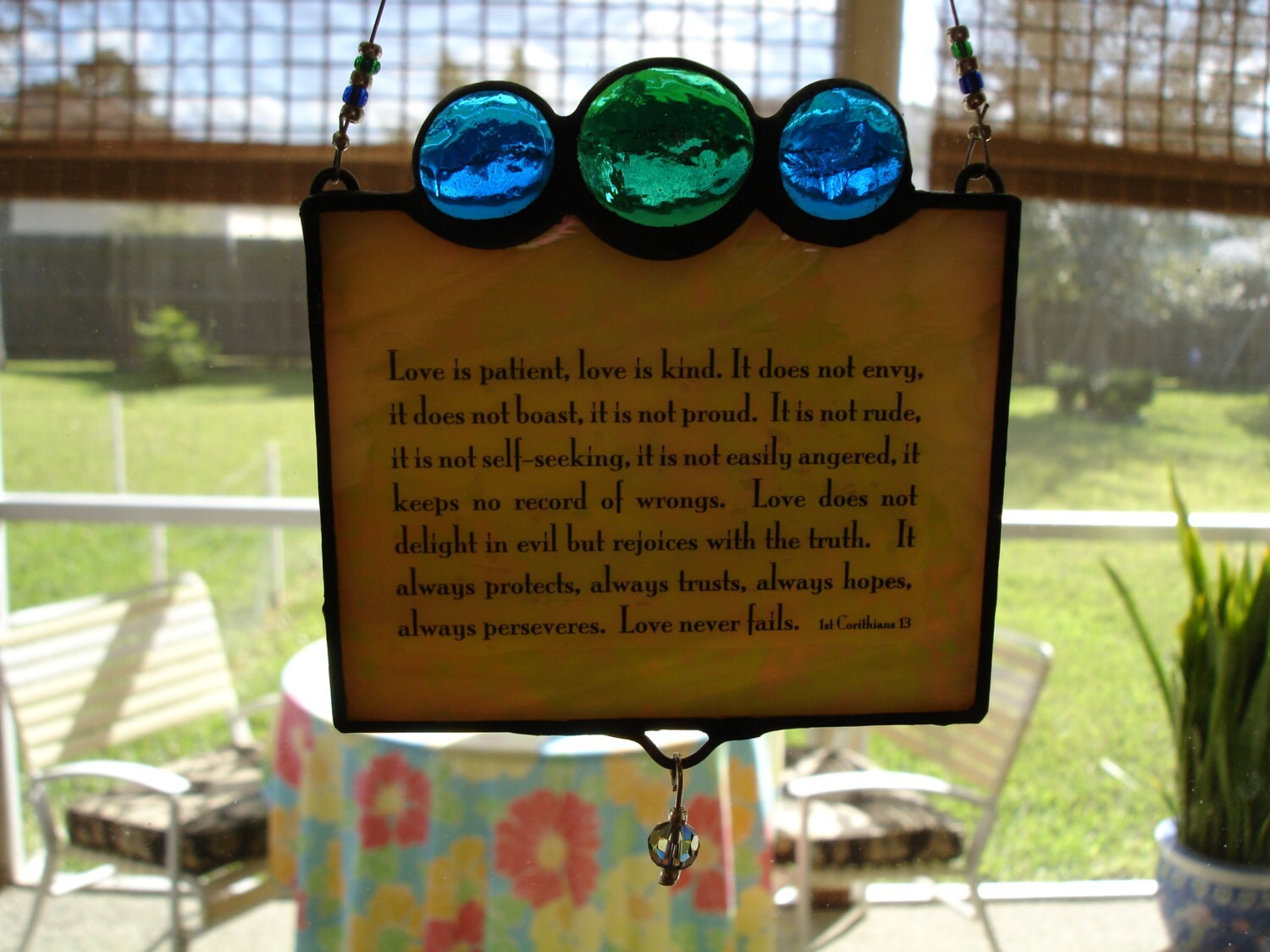 Stained Glass Quote Suncatcher by HappyArtGlass on Etsy
