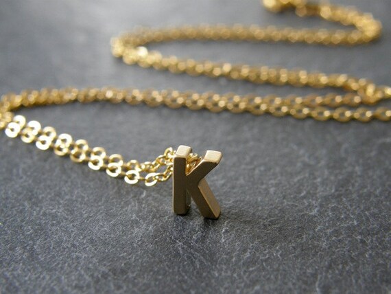 Tiny Gold Initial Letter K Necklace Gold Initial