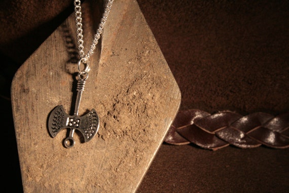 Silver Plated Necklace with Double Axe
