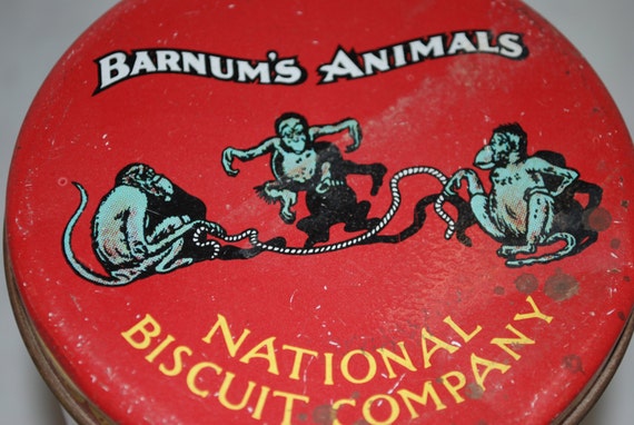 Vintage Tin Barnum's Animal Cracker Tin Box