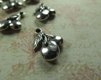 Antique Silver Cherry Charms Findings Beads Trinkets Baubles