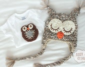 Woodsy Owl Crochet Hat & Bodysuit Set - Gender Neutral -  Boy or Girl Set
