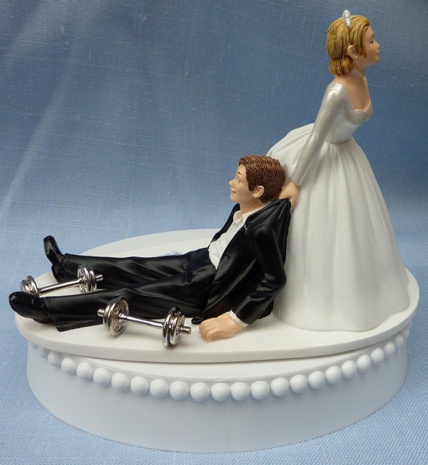 Wedding Cake Topper Weightlifting Weights Workout by WedSet