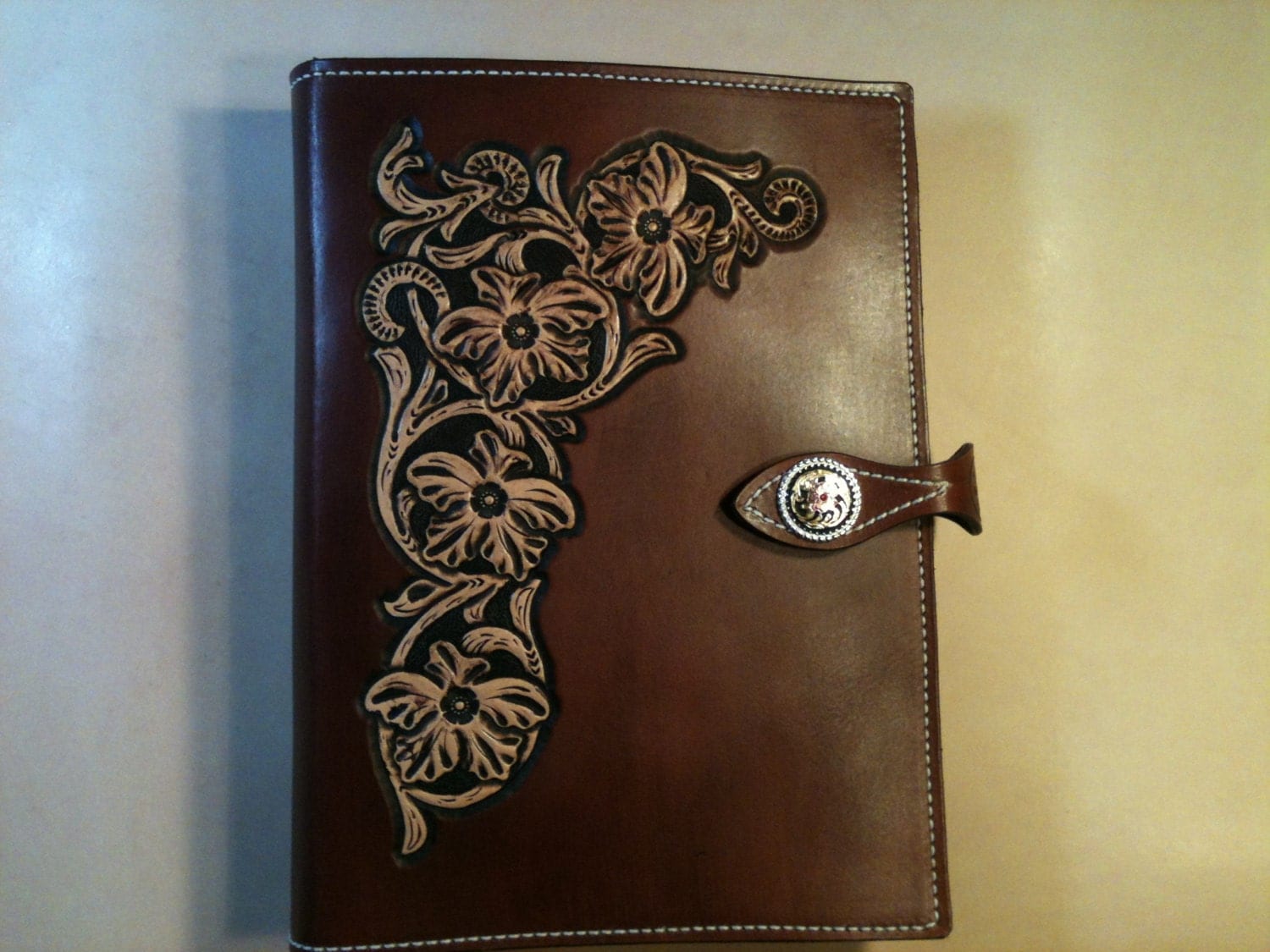 Hand Tooled Leather Bible or Book Cover