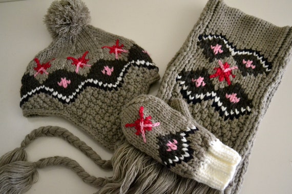 children earflap hat hand knit hat winter hat accessories kids winter hat earflap hat