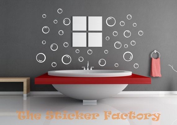 48 Bubbles Bathroom vinyl decal wall art decor