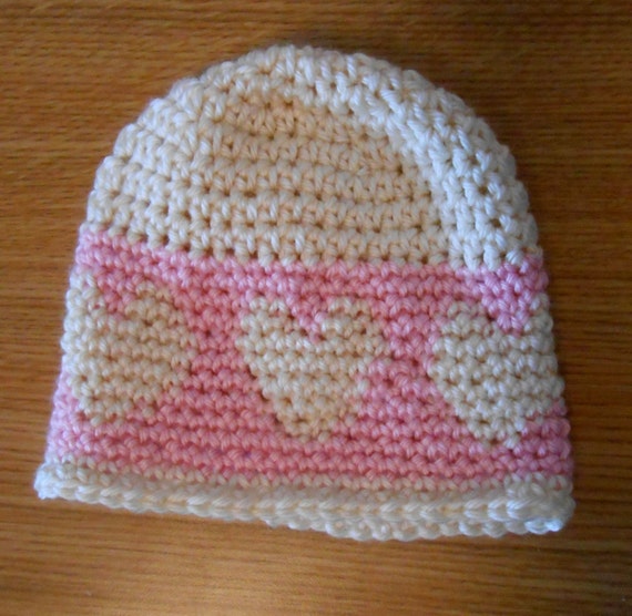 SALE Toddler Crochet Heart Hat by KristeesCrochet on Etsy