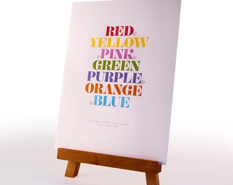 NOW 50% OFF – Rainbow song Letterpress Print
