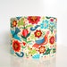 Fabric lampshade drum - multi coloured designer bird fabric lampshade, for table lamps
