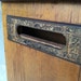 Antique Rustic Wooden Mail Box with Antique Metal Letter Slot