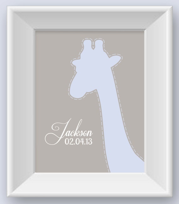 Items similar to Personalized Giraffe Nursery Wall Art Digital File on Etsy
