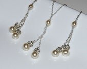 Swarovski Pearl and Rhinestone Wedding Necklace and Earring Set, Bridal Jewelry, Swarovski Jewelry