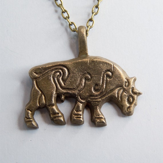 Bronze pendant Pictish bull by GreyMountainStudio on Etsy