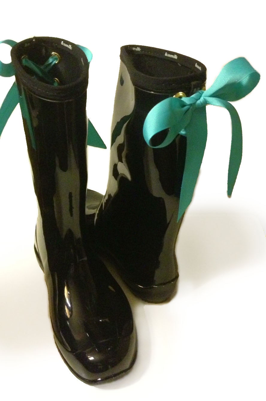 Rain Boots with Tiffany Blue Bow