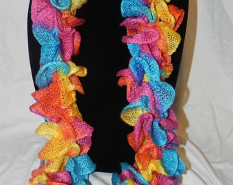 Circus Multicolor Varigated Knit Ruffle Scarf