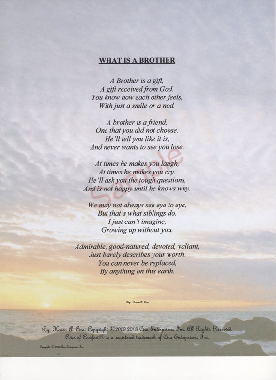 Five Stanza What Is A Brother Poem shown on