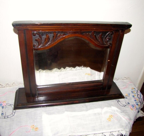 Antique Dresser Top Carved Wooden Beveled by VeryOaklandVintage