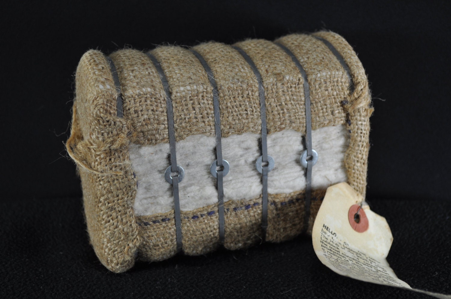 Small Raw Wrapped Cotton Bale Souvenir from Lubbock Texas