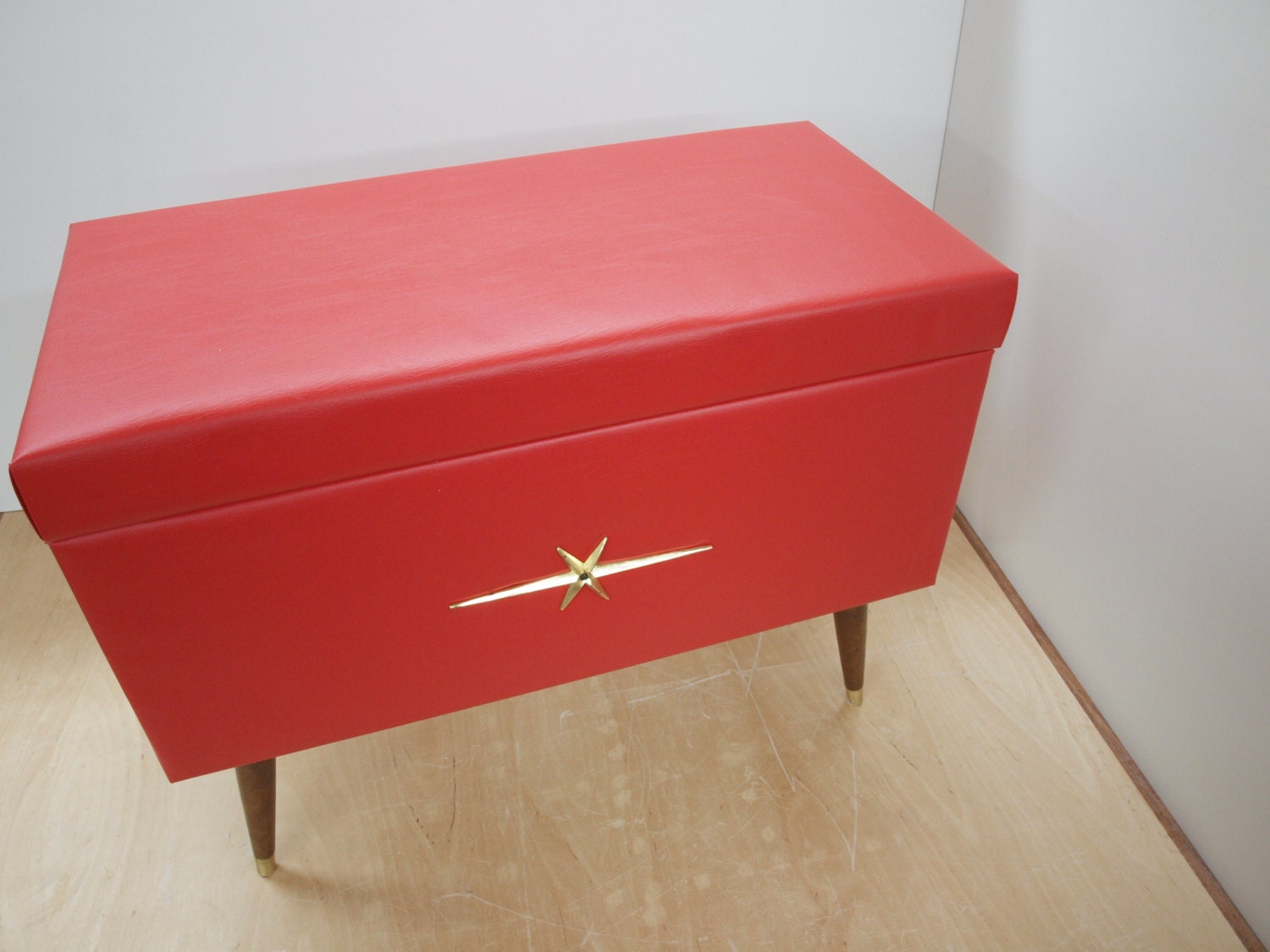 Ooak Mid Century Vinyl Storage Trunk
