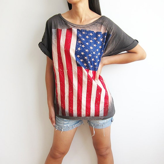 Items similar to US Flag Shirt Fourth of July T Shirts Women TShirt ...