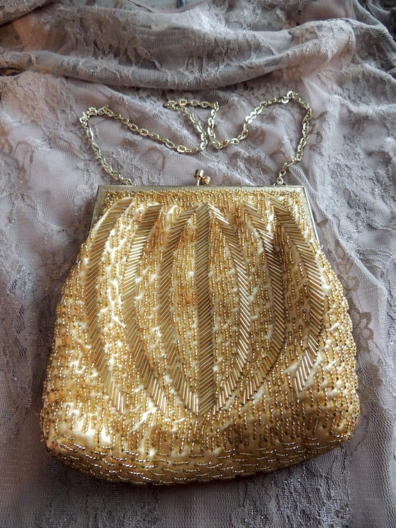 Gold beaded purse Made in Hong Kong Perfect for mother of