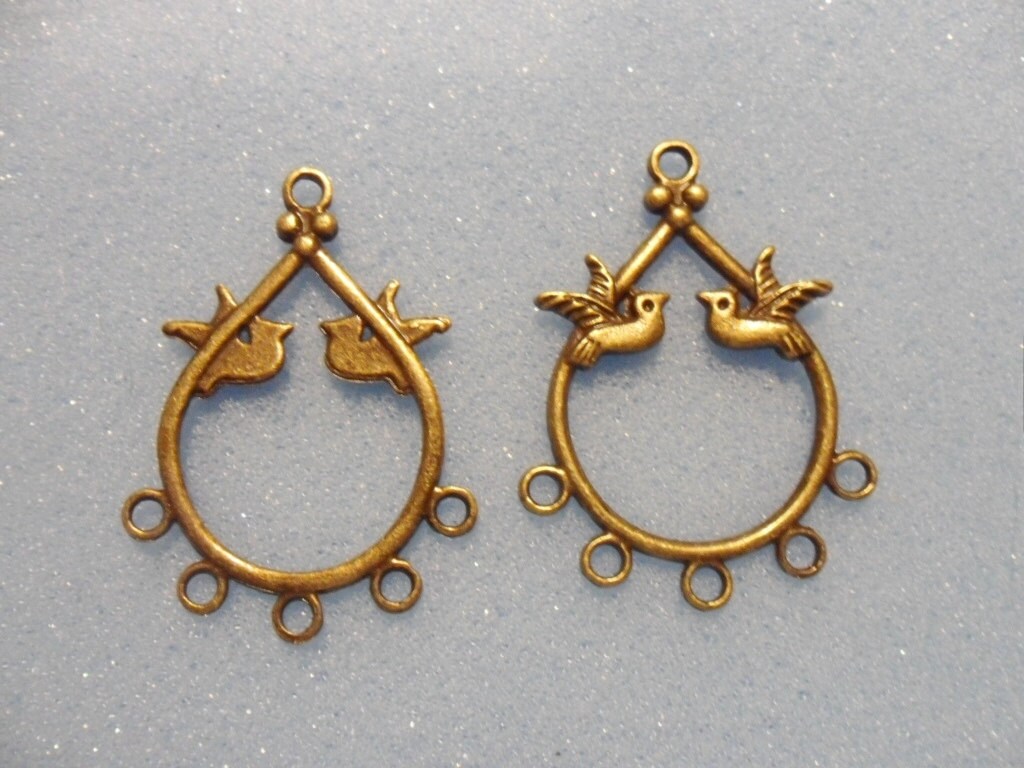 4 chandelier pendant or earring connectors bronze tone dove pendant pendant connector from