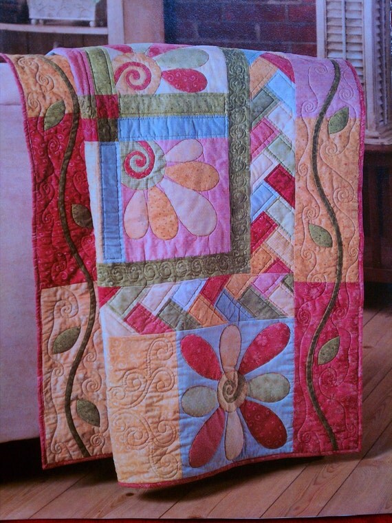 Intermediate Level FANCIFUL FLOWERS 48 x 60"  Quilt Pattern  full size templates  - Pattern Page 221