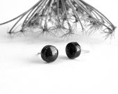 Unisex Black Round Post Earrings Mini Shiny Ceramic Studs Hypoallergenic Post Modern Pottery Jewelry for Men