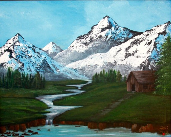 Items Similar To Mountain Landscape Acrylic Painting Springtime In