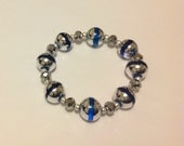 Bracelet with Resin and Sparkle Beads. Fits Most Wrists.