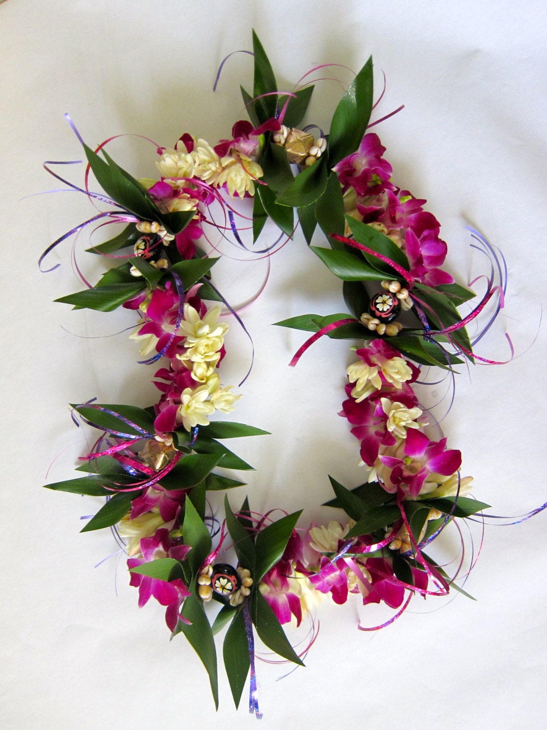 Custom Signature Fresh Flower Lei with Orchids & by LeisForKokomo