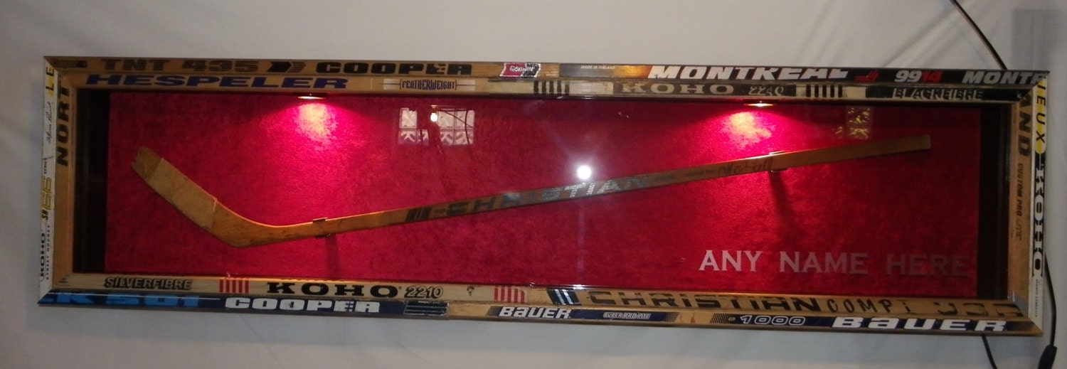 Custom NHL hockey stick display case made by legendglassdesigns