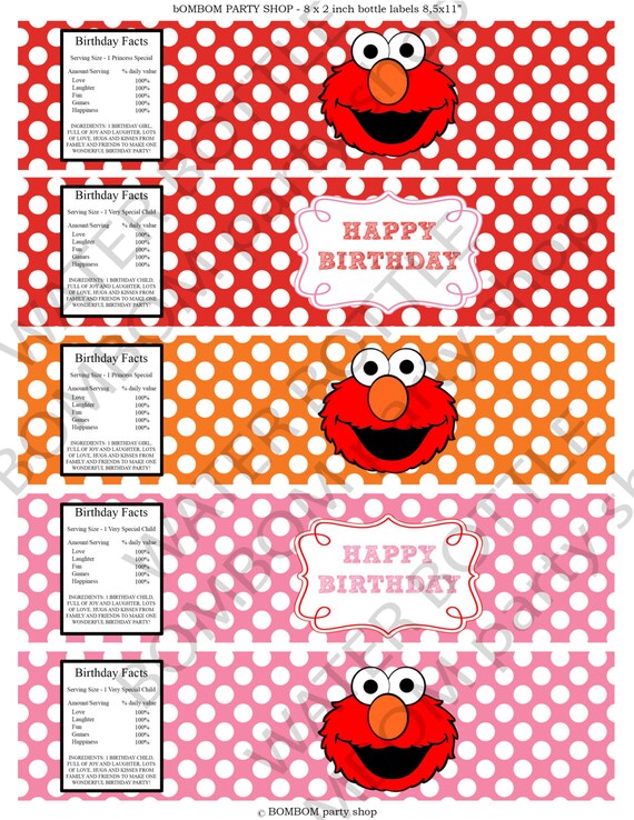 items-similar-to-elmo-printable-water-bottle-label-diy-red-pink-orange-instant-download-on