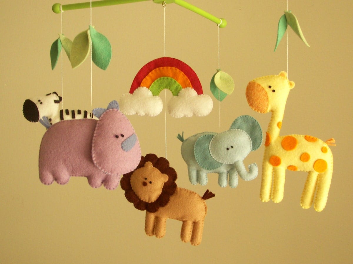 Baby crib mobile safari mobile animal mobile felt mobile
