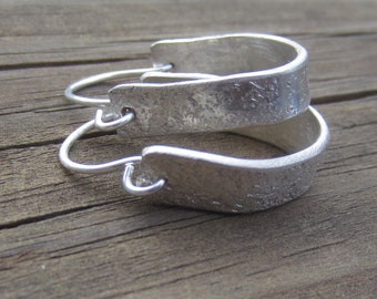 SALE Oxidized Silver Disc Earrings Hammered by TheShedStudios