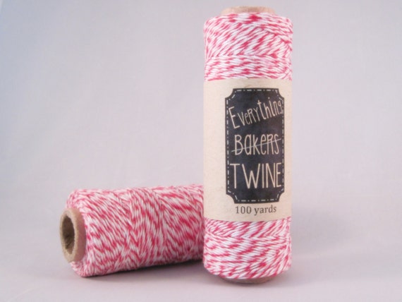 Pink Red and White Bakers Twine 100 yard spool 4 ply 100% cotton Il_570xn