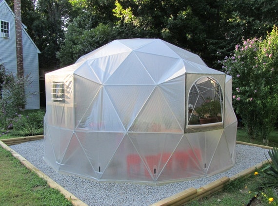 Items similar to 16 ft Geodesic Dome Greenhouse Kit, Custom Vinyl Cover ...